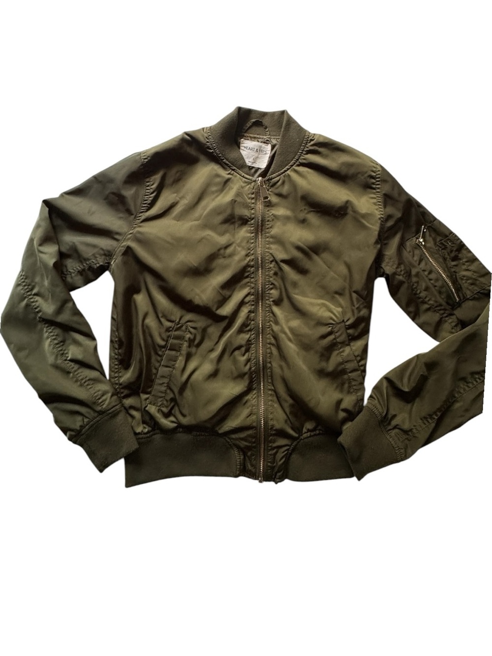 Heart & Hips Olive Bomber Jacket Sz S